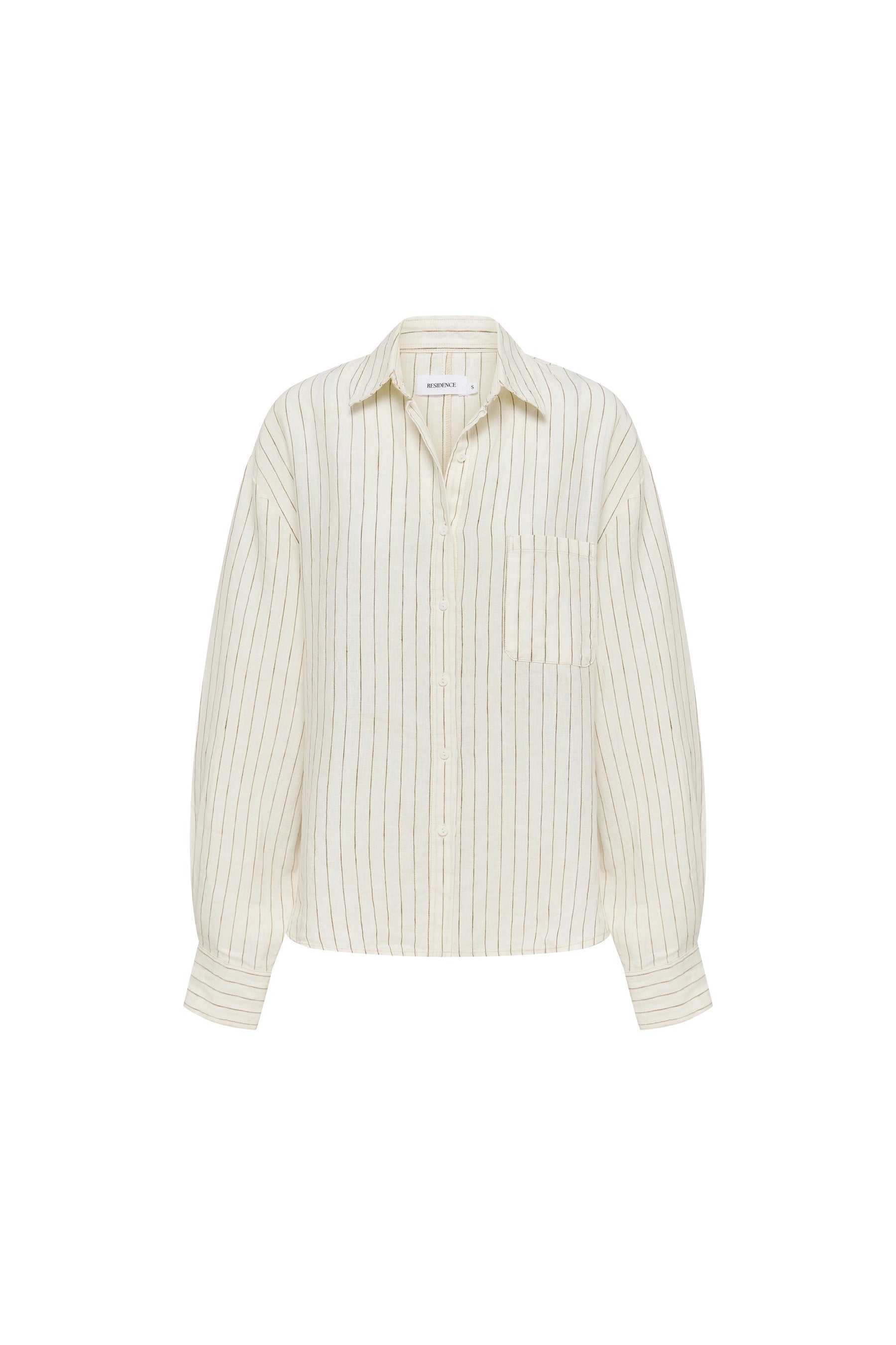ROA LINEN SHIRT - OLIVE STRIPE
