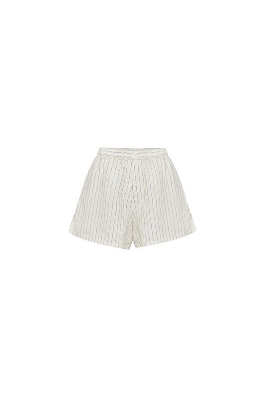 ROA LINEN SHORTS - OLIVE STRIPE
