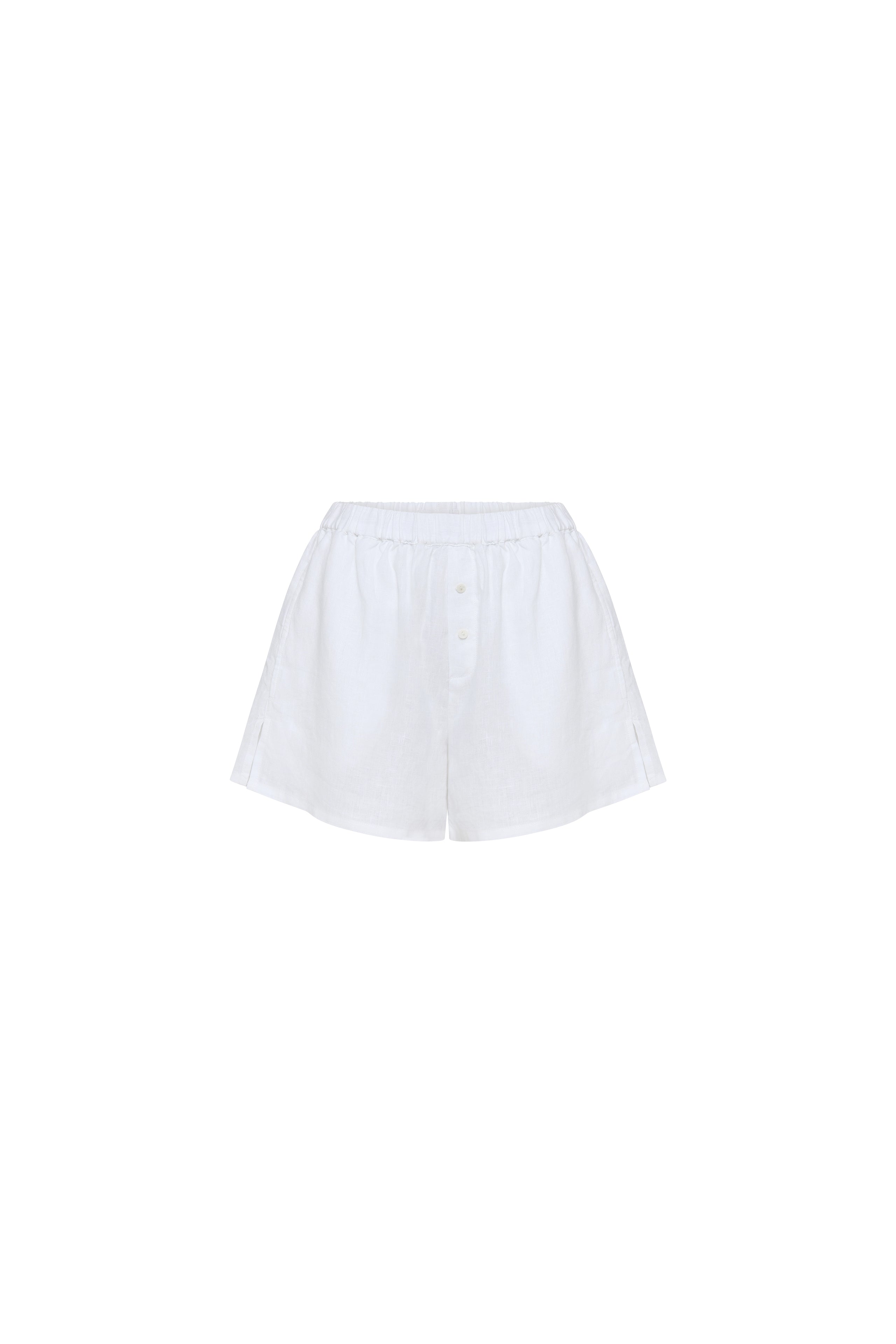ROA LINEN SHORTS - WHITE