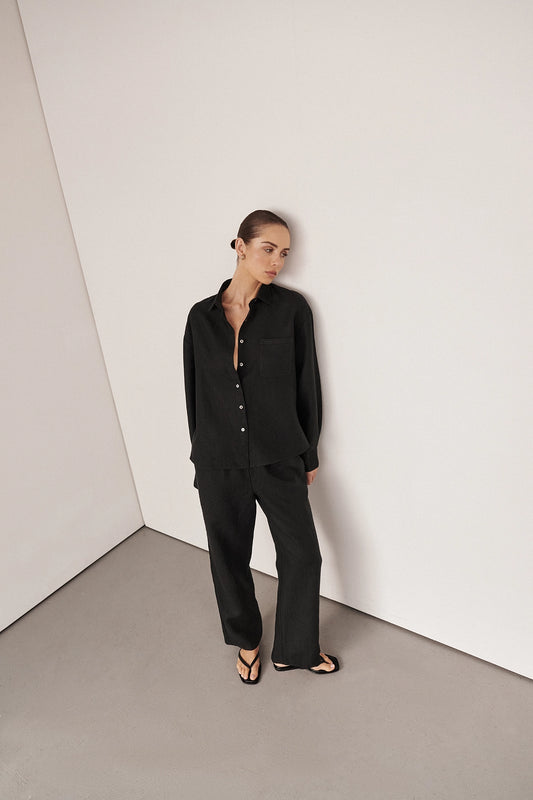 ROA LINEN TROUSERS - BLACK